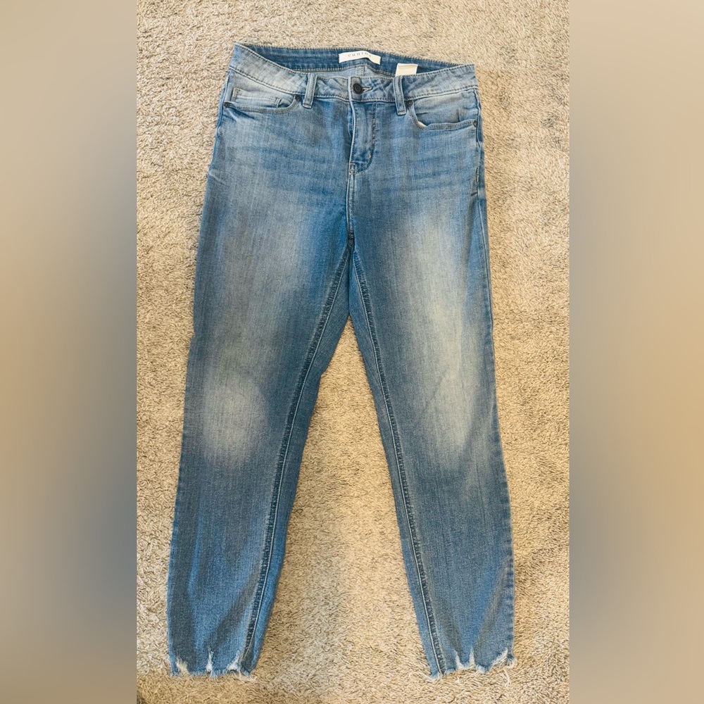 Eunina Women’s Mid-Rise Skinny Cropped Blue Jeans